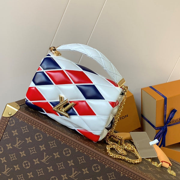 LV GO-14 MM 23cm Black White Red Lambskin GHW