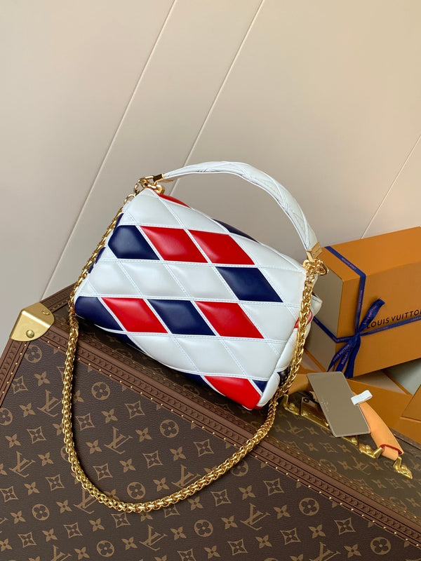 LV GO-14 MM 23cm Black White Red Lambskin GHW
