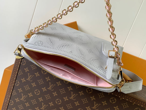 LV M13157 Hand It All PM Light Grey Perforated Mahina Calfskin