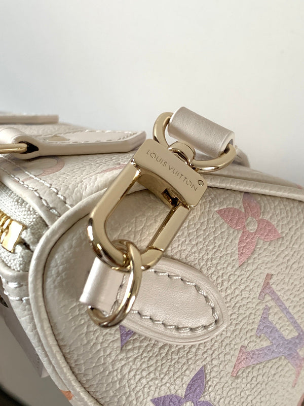 LV 25s Nano Speedy 16cm Dream Monogram Embossed Cowhide- Light GHW