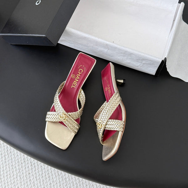 CC 26s Cross Slippers Gold Lambskin 914972