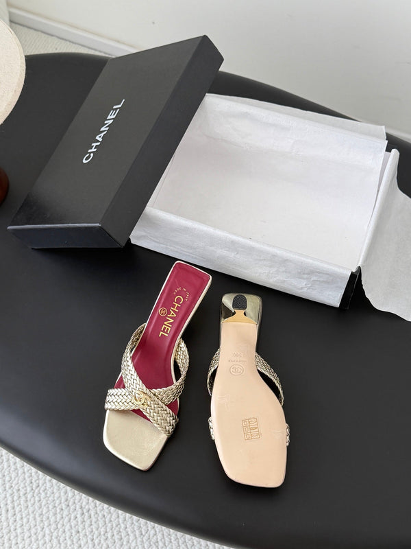 CC 26s Cross Slippers Gold Lambskin 914972