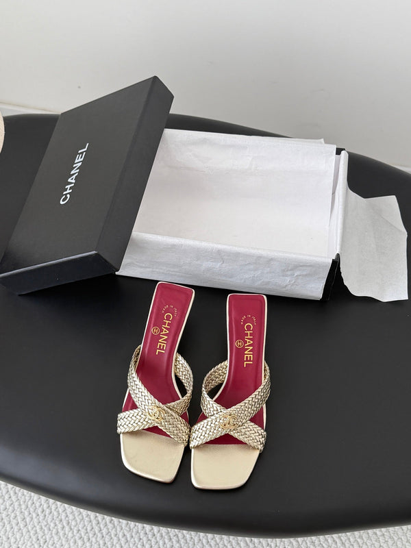 CC 26s Cross Slippers Gold Lambskin 914972