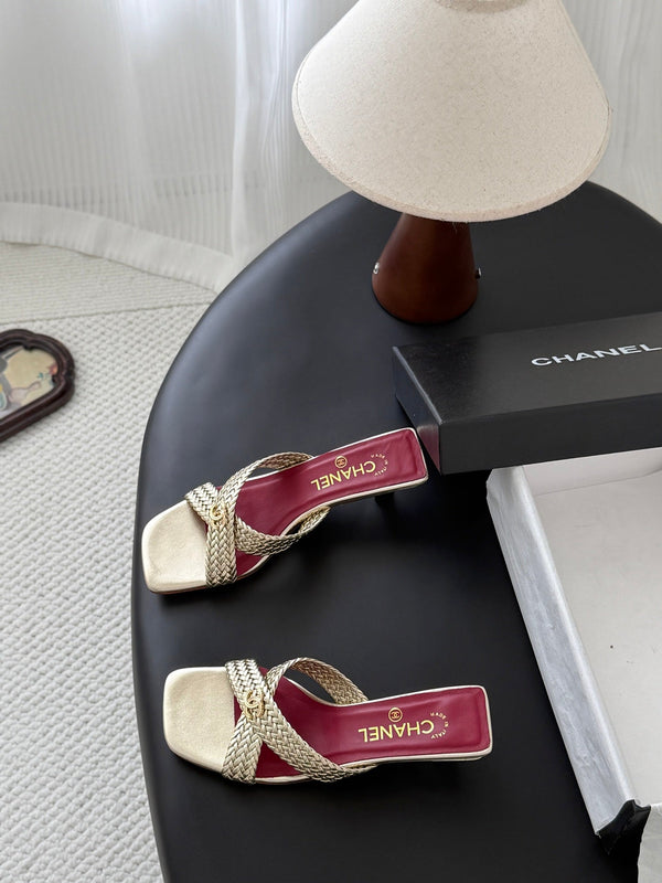 CC 26s Cross Slippers Gold Lambskin 914972