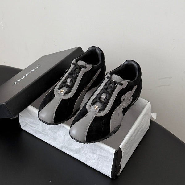 CC 26s Low-Top Retro Runner Sneakers Grey Black Suede Calfskin 969579