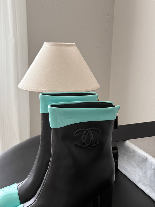 CC 26s Ankle Boots Black Mint Blue Leather Patent 127857