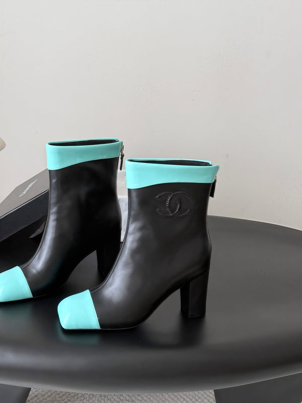 CC 26s Ankle Boots Black Mint Blue Leather Patent 127857