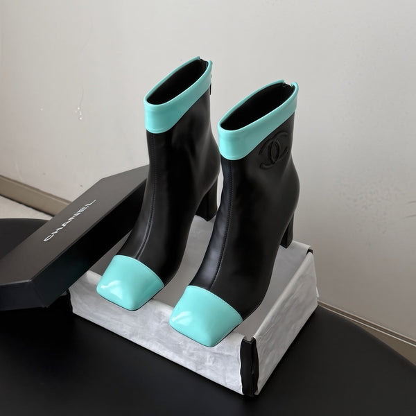 CC 26s Ankle Boots Black Mint Blue Leather Patent 127857