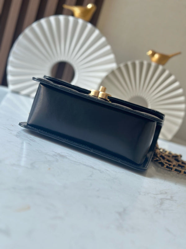 CC Wallet With Strap 19cm Black Quited Lambskin 286331