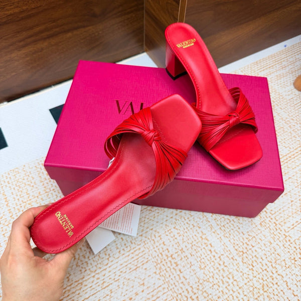 VLTN 26s Annet Mules 6.5cm Red Woven Leather 974328