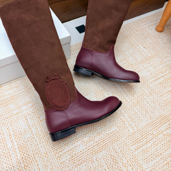 CD 26s Riding Boots Burgundy Suede Leather 973975