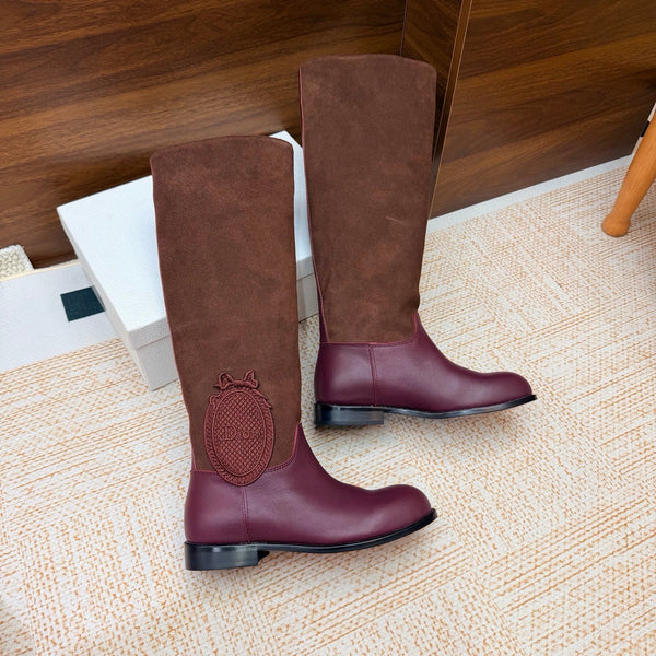 CD 26s Riding Boots Burgundy Suede Leather 973975