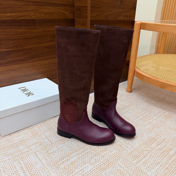 CD 26s Riding Boots Burgundy Suede Leather 973975