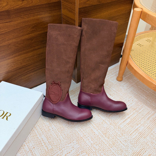 CD 26s Riding Boots Burgundy Suede Leather 973975