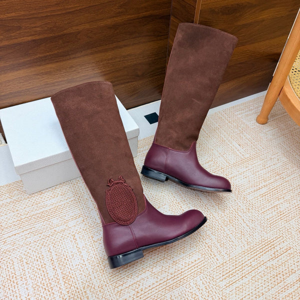 CD 26s Riding Boots Burgundy Suede Leather 973975