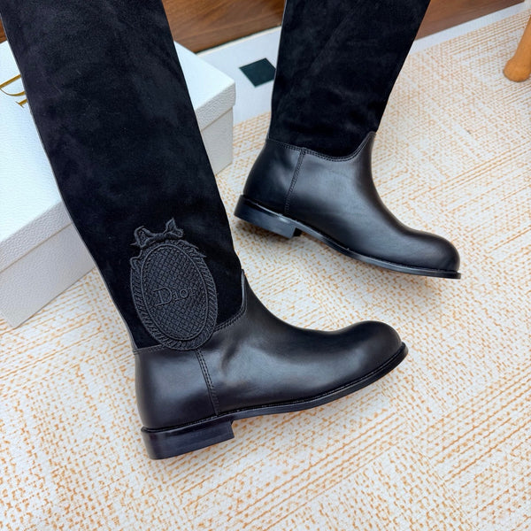 CD 26s Riding Boots Black Suede Leather 973976
