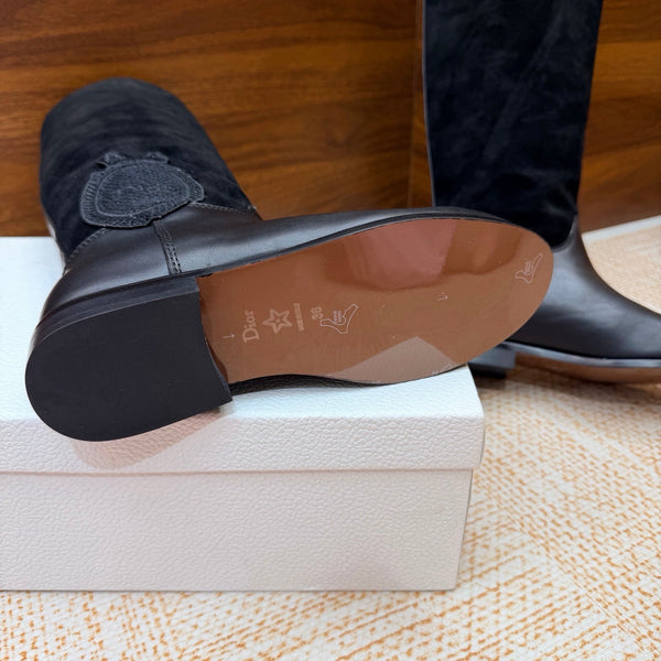 CD 26s Riding Boots Black Suede Leather 973976