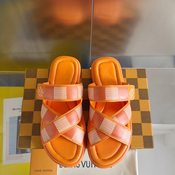 LV VENICE MULE SLIDE SANDALS MONOGRAM TIGER ORANGE