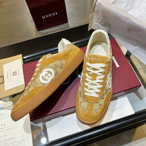 GG G75 Sneaker Camel Suede Canvas 818350
