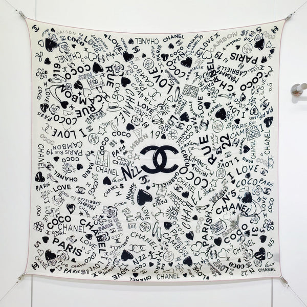 CC 25 Scarf 140CM White Black Colorful Cashmere 293079