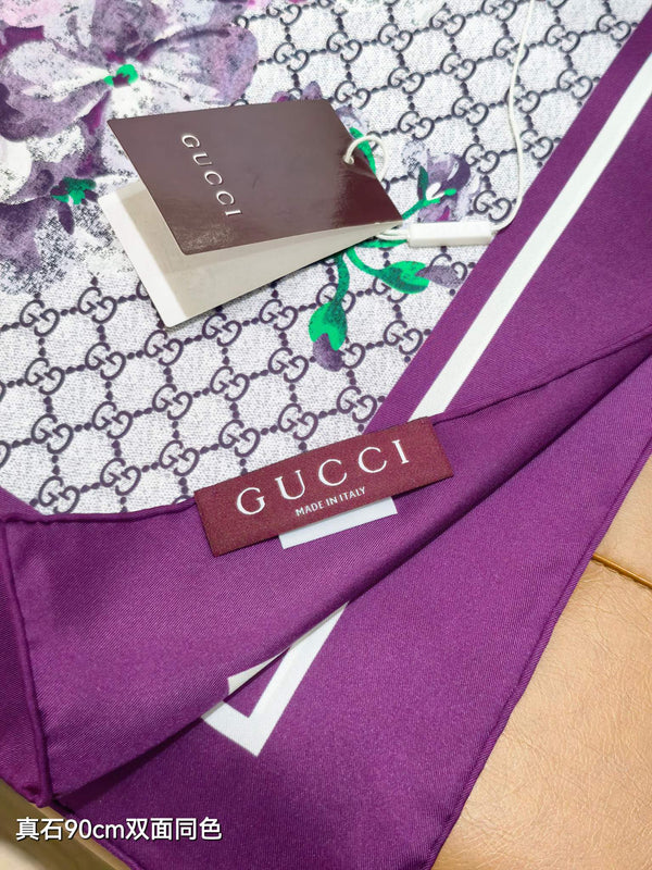 GG Double-Sided Floral 90x90cm Purple Colorful Twill Silk 194446