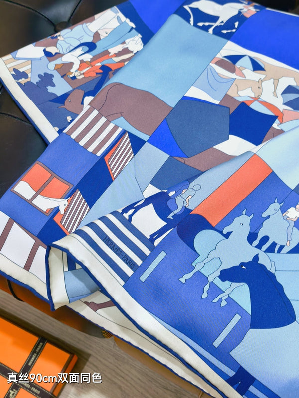 HM 26s Mon Cheval et Moi 90x90cm Scarf Twill Silk 402758