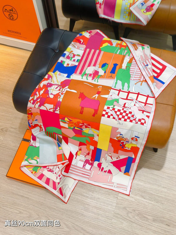 HM 26s Mon Cheval et Moi 90x90cm Scarf Twill Silk 402760