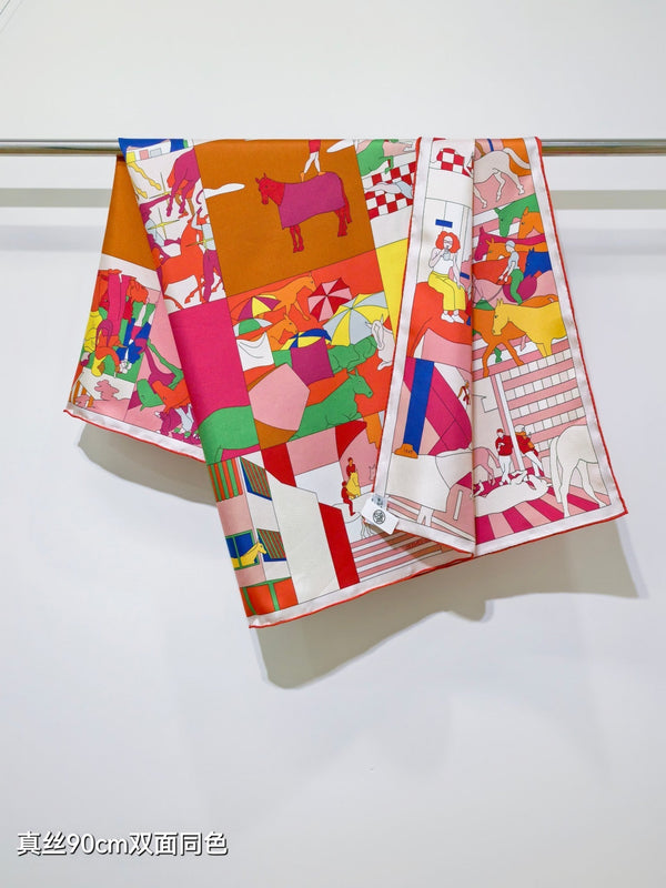HM 26s Mon Cheval et Moi 90x90cm Scarf Twill Silk 402760