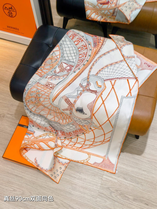 HM 26s Chevaux d'Hephaistos 90x90cm Scarf Twill Silk 402766
