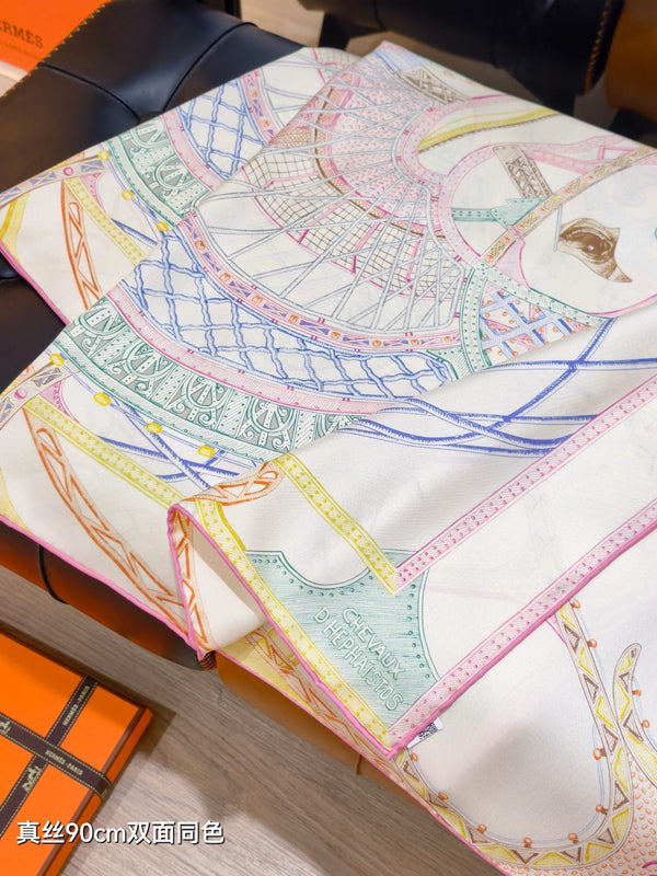 HM 26s Chevaux d'Hephaistos 90x90cm Scarf Twill Silk 402767