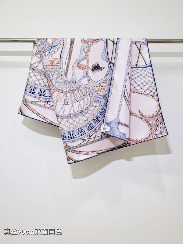 HM 26s Chevaux d'Hephaistos 90x90cm Scarf Twill Silk 402768
