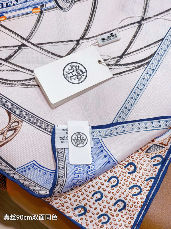 HM 26s Chevaux d'Hephaistos 90x90cm Scarf Twill Silk 402768