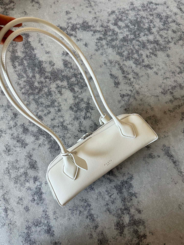LE TECKEL SMALL BAG 27 IN WHITE GOATSKIN