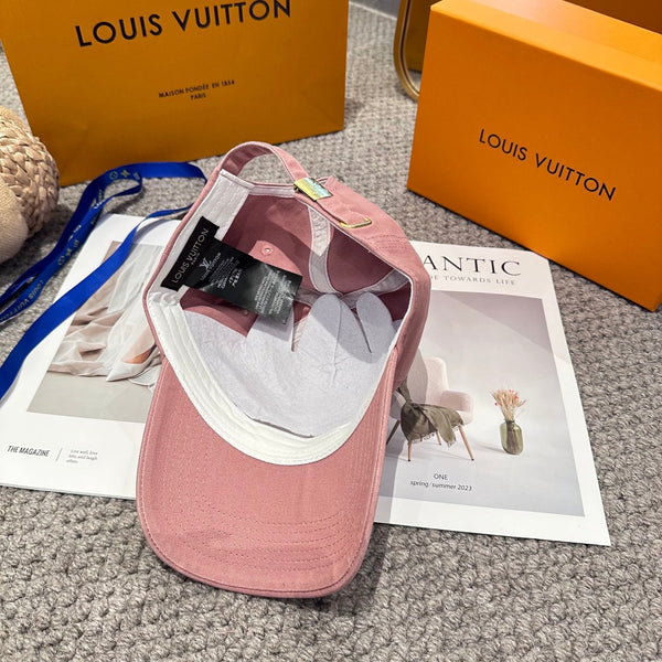 LV 25s Baseball Cap with Logo Embroidery Pink Cotton 983645