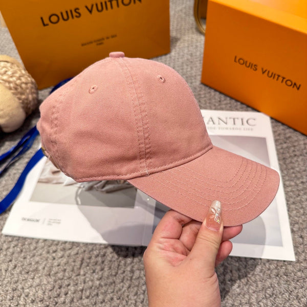 LV 25s Baseball Cap with Logo Embroidery Pink Cotton 983645