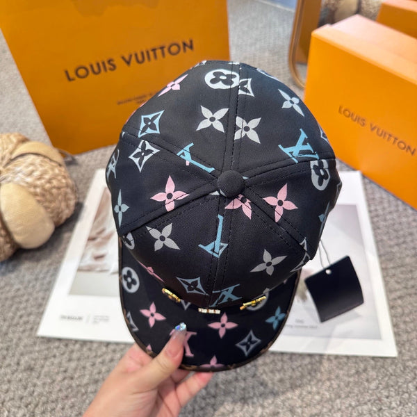 LV Baseball Cap Black Colorful Monogram Pattern Canvas 983652