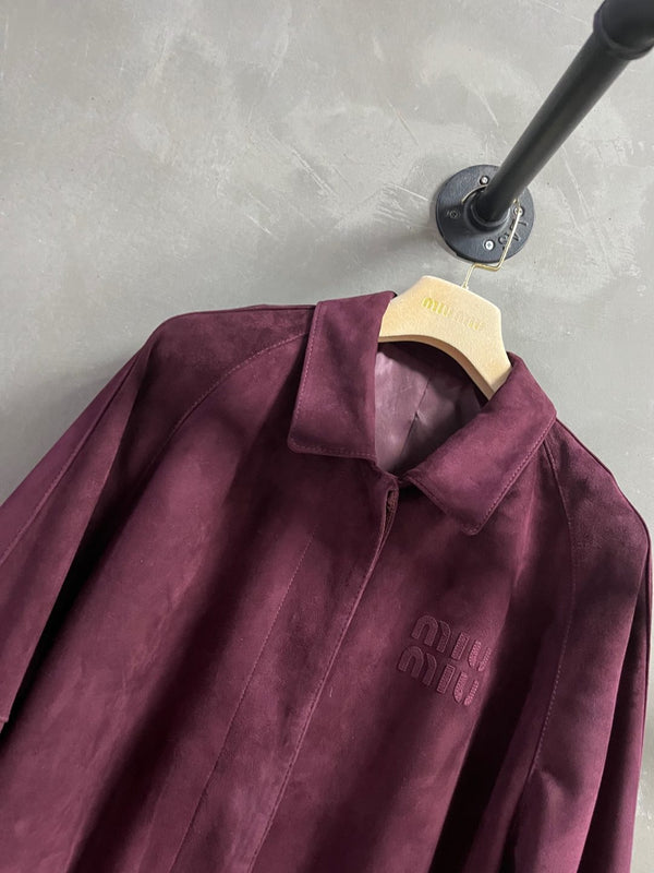 Miu Miu 2025 Jacket Burgundy Sheepskin Suede