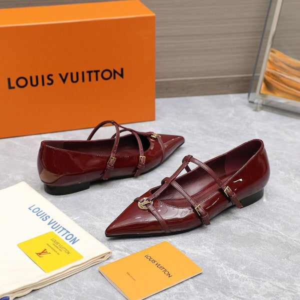 LV 6AM Flat Ballerina Burgundy Patent Leather 601540