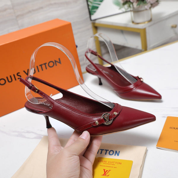 LV 6AM Slingback Pump 5cm Burgundy Sheepskin 601543