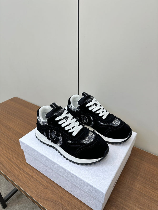C'est Dior Sneaker In Black Suede And Tweed Fabric  989935