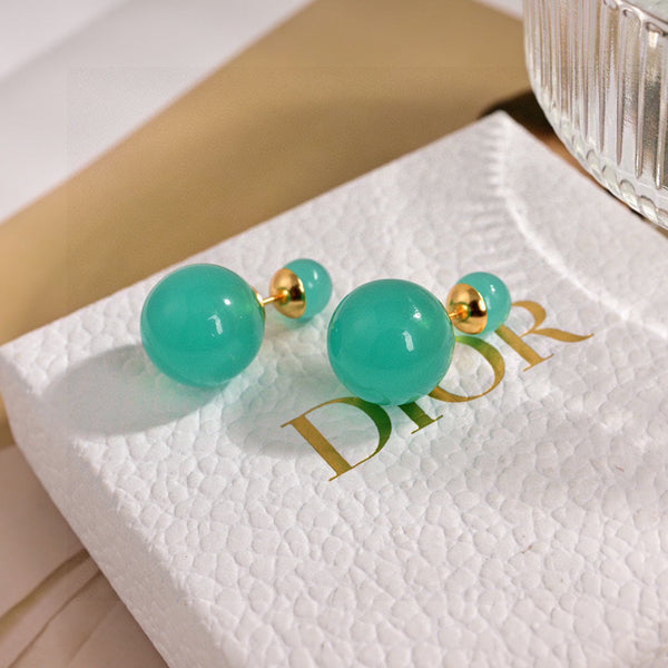 CD 26S Double Resin Pearl Stud Earrings In Gold Tone Metal 629951.