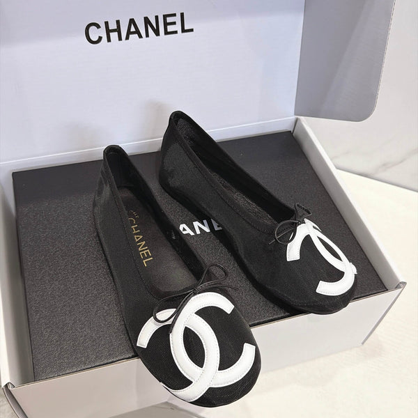 CC 26s Coco Beach Ballet Flats Black Mesh 937754