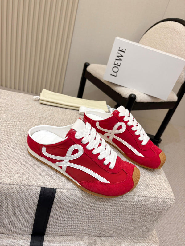 Loe Ballet Runner Slip-On Red Suede Nylon 833799
