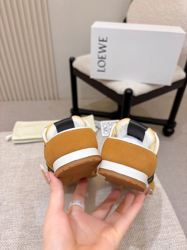 Loe Ballet Runner Slip-On Brown Yellow Suede Nylon 833802
