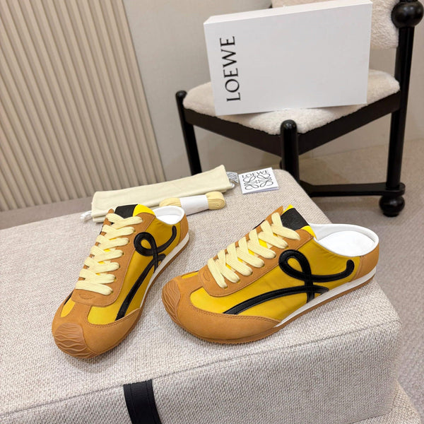 Loe Ballet Runner Slip-On Brown Yellow Suede Nylon 833802