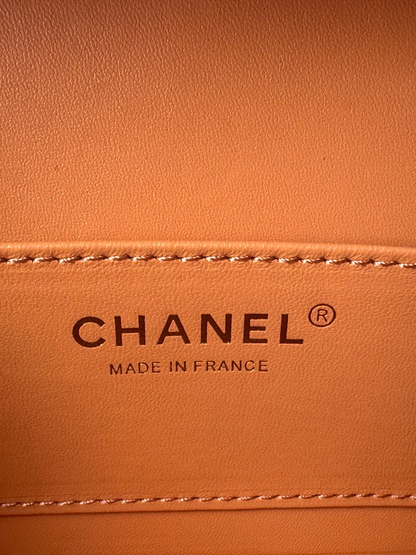 SMALL BOX BAG 18 IN CARROT LAMBSKIN GOLD HARDWARE