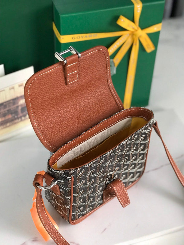 GRAND BLEU 16 IN BLACK GOYARDINE CANVAS AND TAN LAMBSKIN