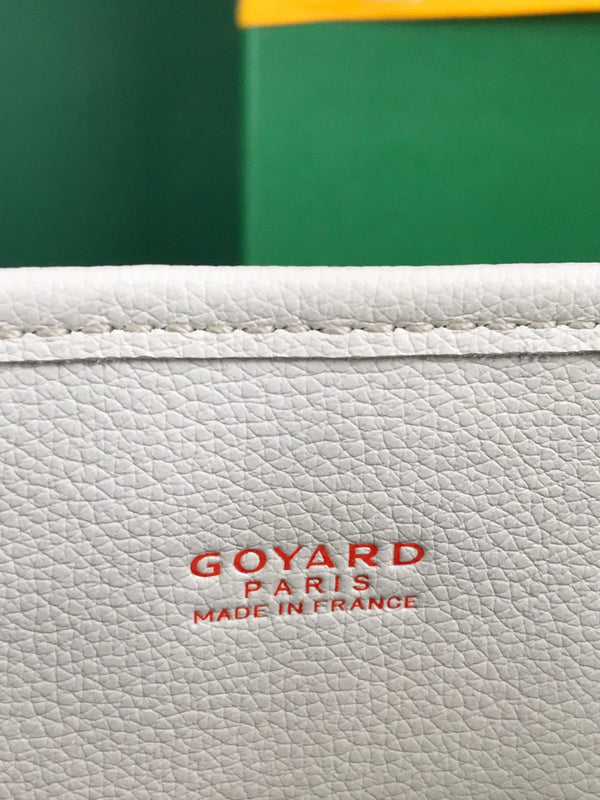 ANJOU MINI BAG 20 IN WHITE CALFSKIN AND GOYARDINE CANVAS