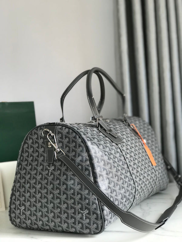 BOSTON 50 BAG IN GRAY GOYARDINE CANVAS AND CALFSKIN TRIM