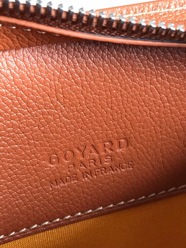 HIRONDELLE BAG 25 IN TAN LAMBSKIN AND BLACK GOYARDINE CANVAS